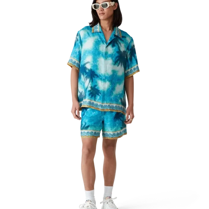 Pantaloncini in seta con emblema Poolside