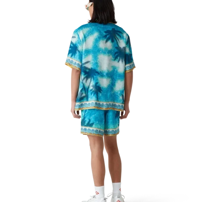 Pantaloncini in seta con emblema Poolside