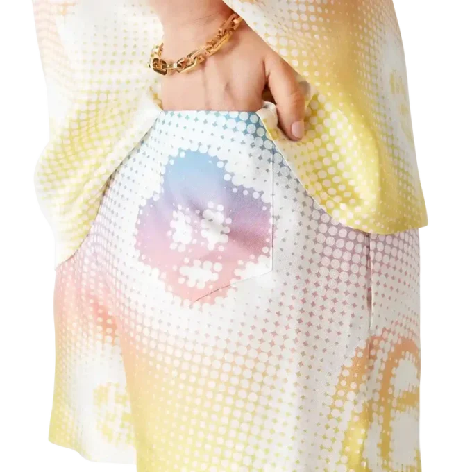 Pantaloncini in seta con logo in mezzitoni