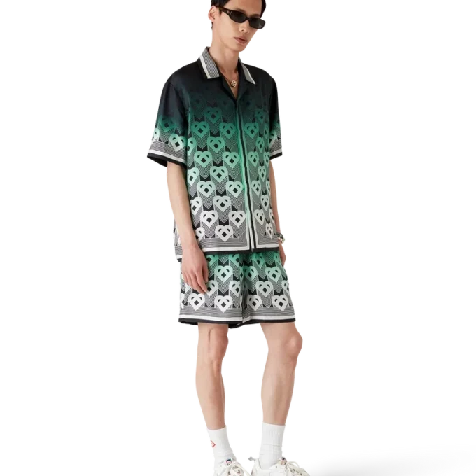 Pantaloncini in seta con monogramma sfumato