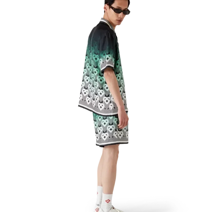 Pantaloncini in seta con monogramma sfumato