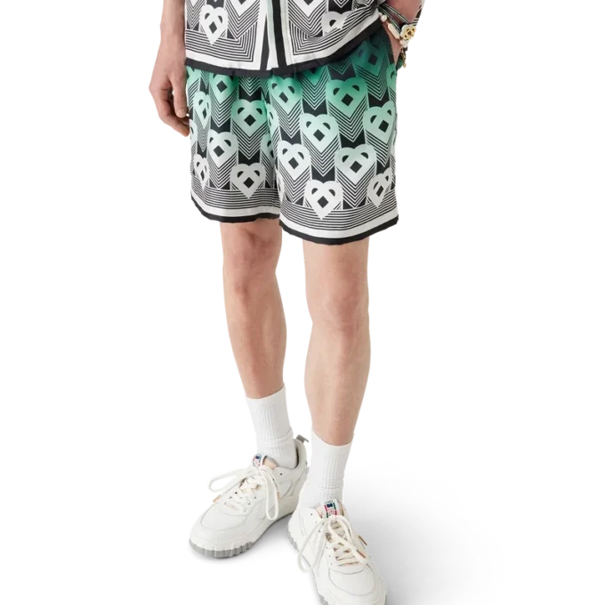 Pantaloncini in seta con monogramma sfumato