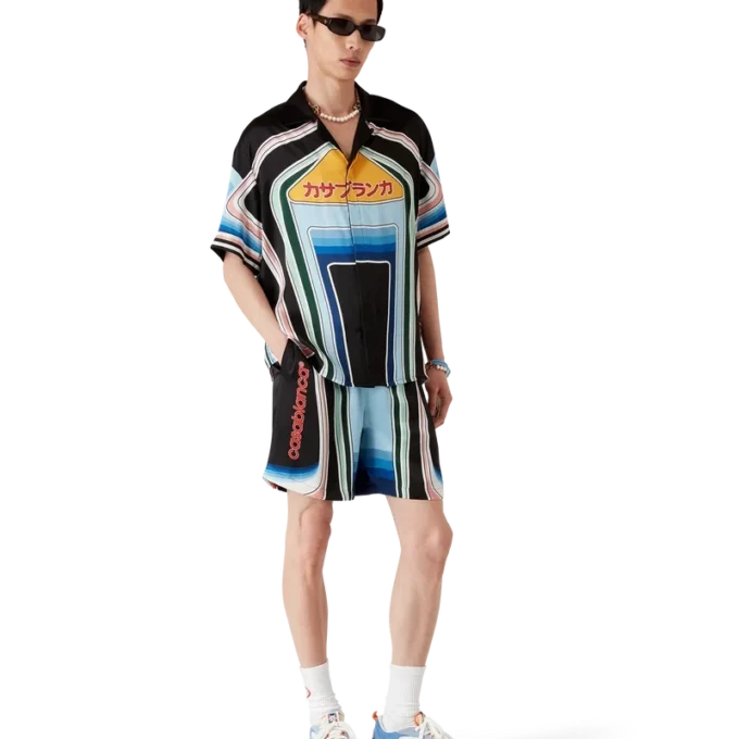 Pantaloncini in seta Graphic Mountain