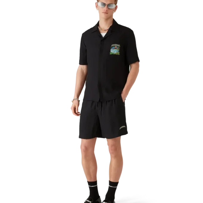 Pantaloncini in seta jacquard Volcano