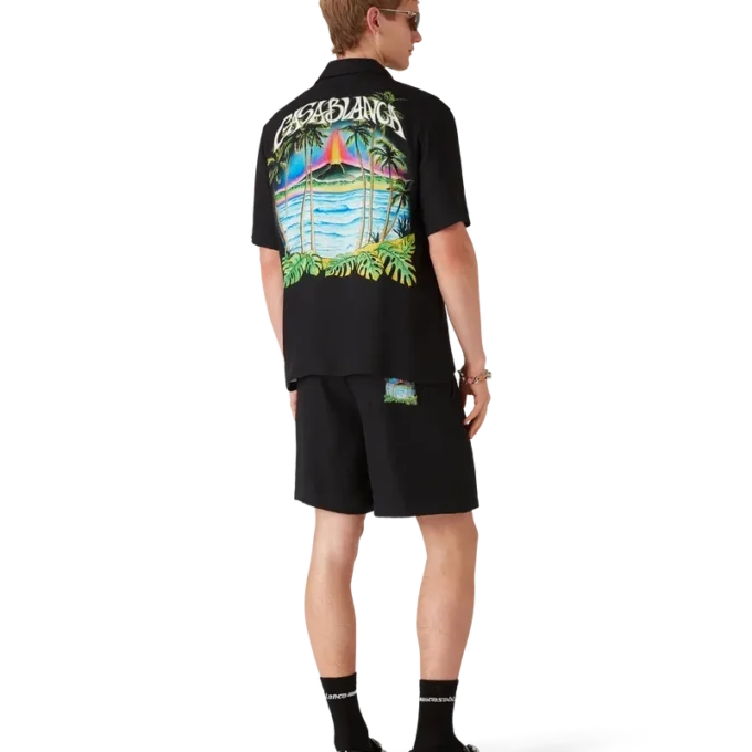 Pantaloncini in seta jacquard Volcano