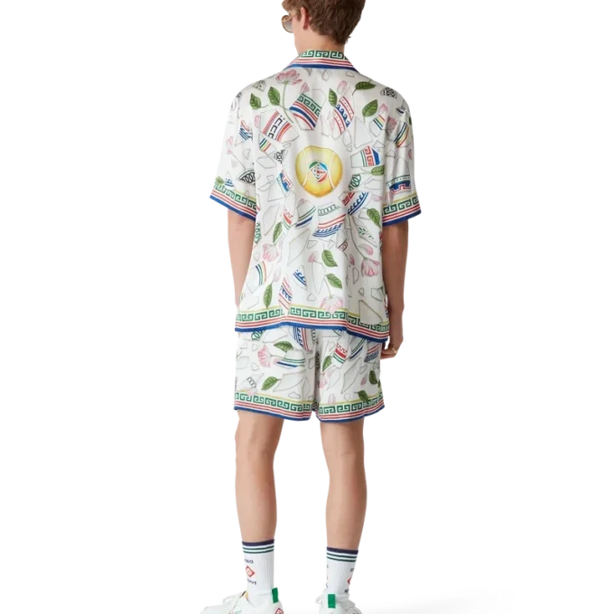 Camicia in seta a maniche corte Le Vase Brise in pantaloncini