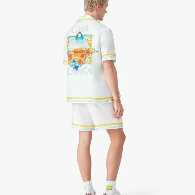 Pantaloncini in seta Tennis Landscape