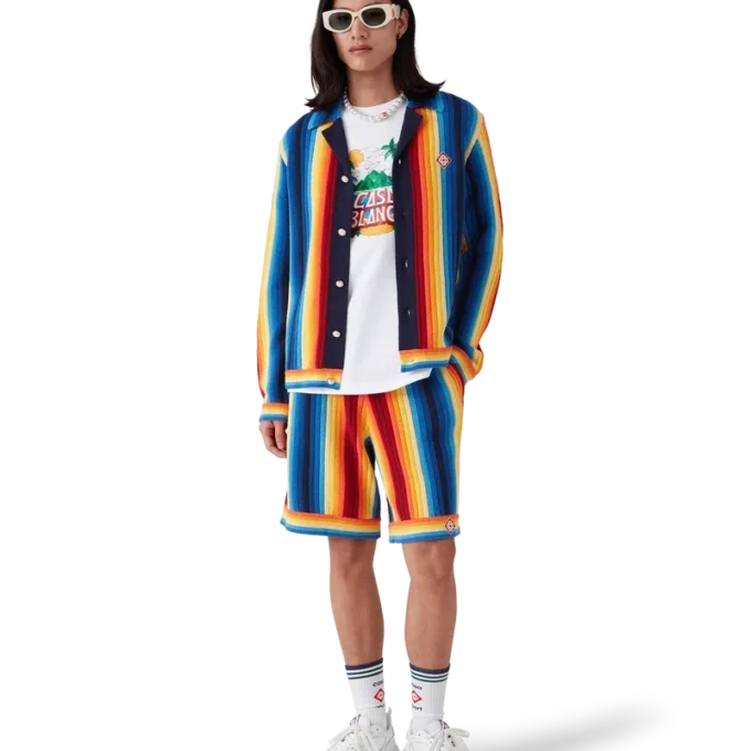 Pantaloncini in spugna a righe sfumate