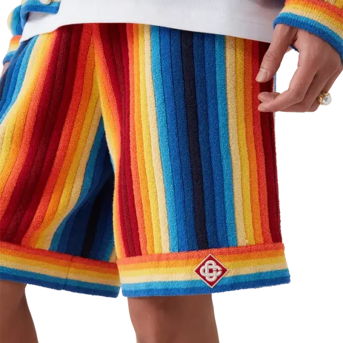 Pantaloncini in spugna a righe sfumate