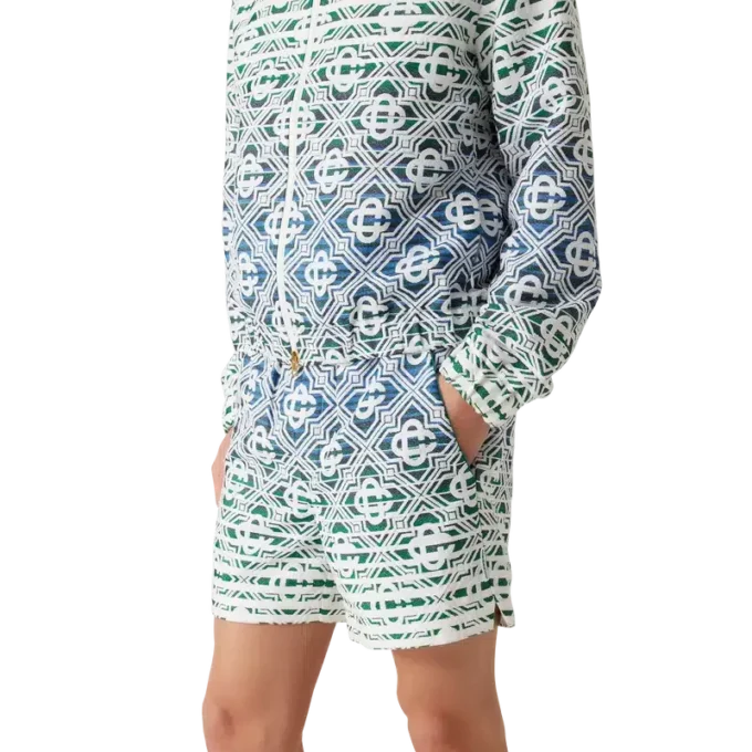 Pantaloncini in spugna con monogramma sfumato