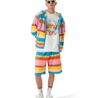 Pantaloncini oversize a righe morbidi