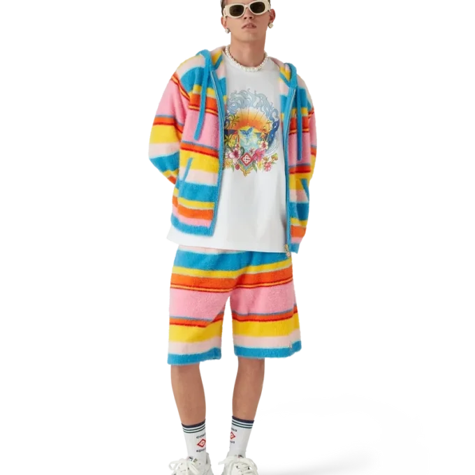 Pantaloncini oversize a righe morbidi