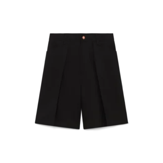 Pantaloncini sartoriali in lana a pieghe