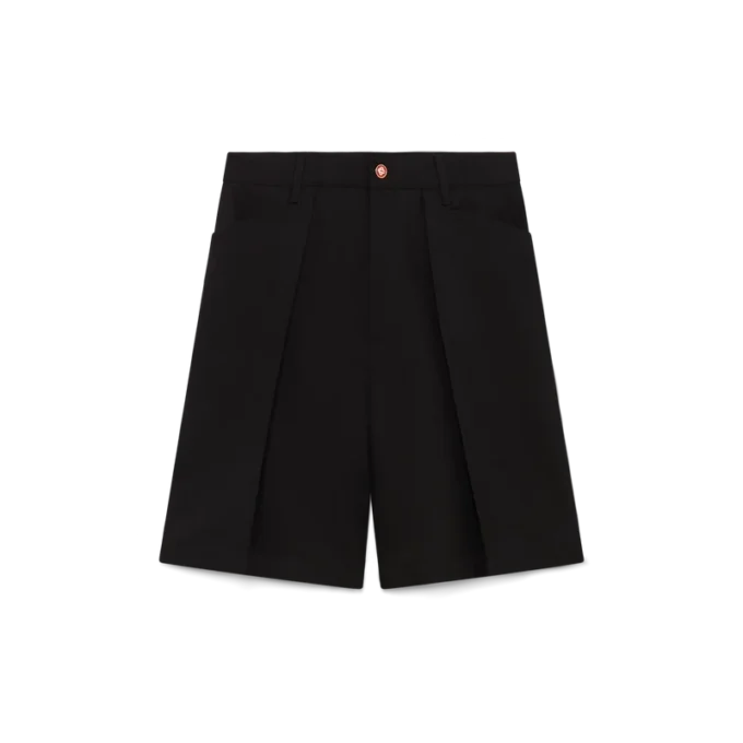 Pantaloncini sartoriali in lana a pieghe