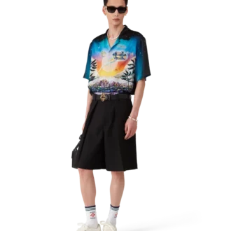 Pantaloncini sartoriali in lana a pieghe