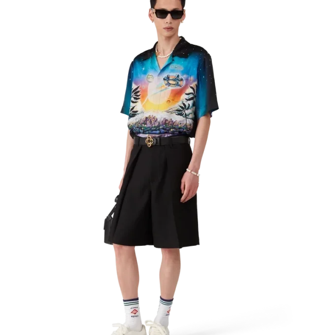 Pantaloncini sartoriali in lana a pieghe