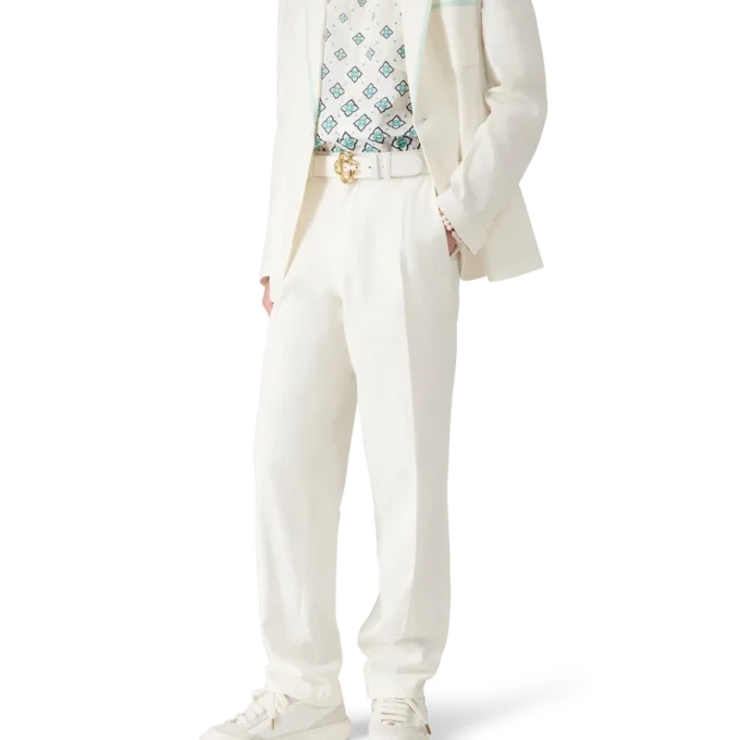 Pantaloni a pieghe in lino