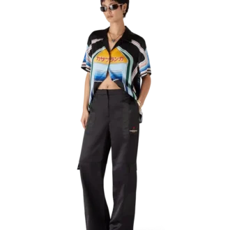 Pantaloni cargo in nylon e raso con motivo mimetico Mountain