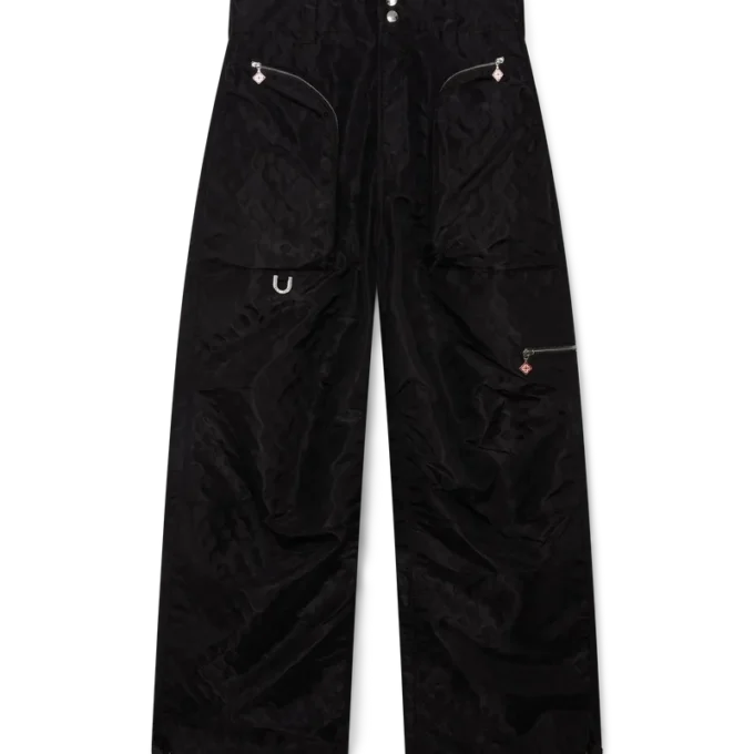 Pantaloni cargo in nylon jacquard