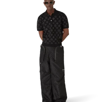 Pantaloni cargo in nylon jacquard