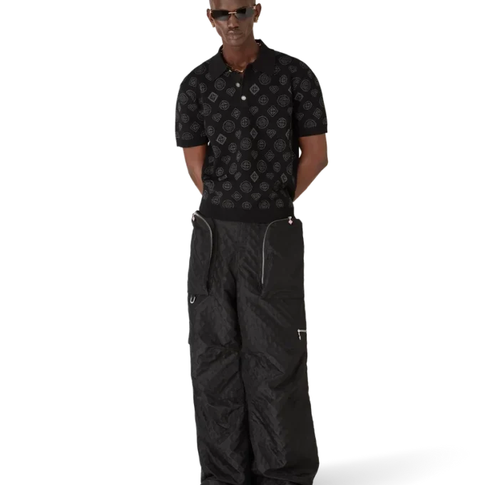 Pantaloni cargo in nylon jacquard