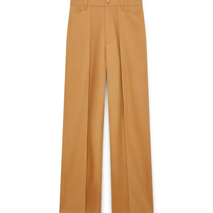 Pantaloni chino in lana con pieghe