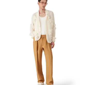 Pantaloni chino in lana con pieghe