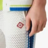 Pantaloni da ginnastica in rete a righe bianche e blu