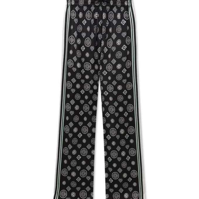 Pantaloni da pigiama in raso di seta con monogramma