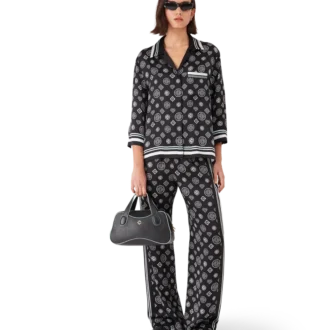 Pantaloni da pigiama in raso di seta con monogramma Pantaloni da pigiama in raso di seta con monogramma
