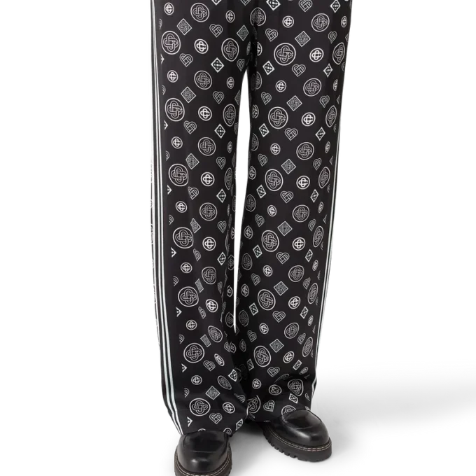 Pantaloni da pigiama in raso di seta con monogramma