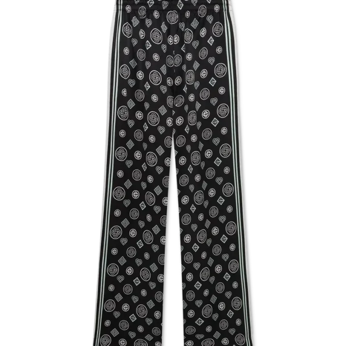 Pantaloni da pigiama in raso di seta con monogramma