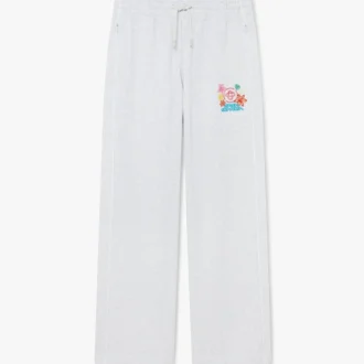 Pantaloni da tuta corti grigi ricamati