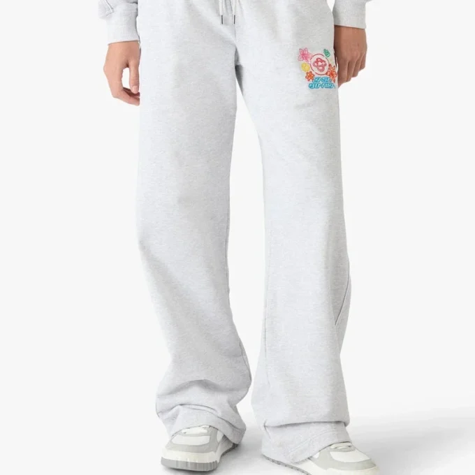 Pantaloni da tuta corti grigi ricamati