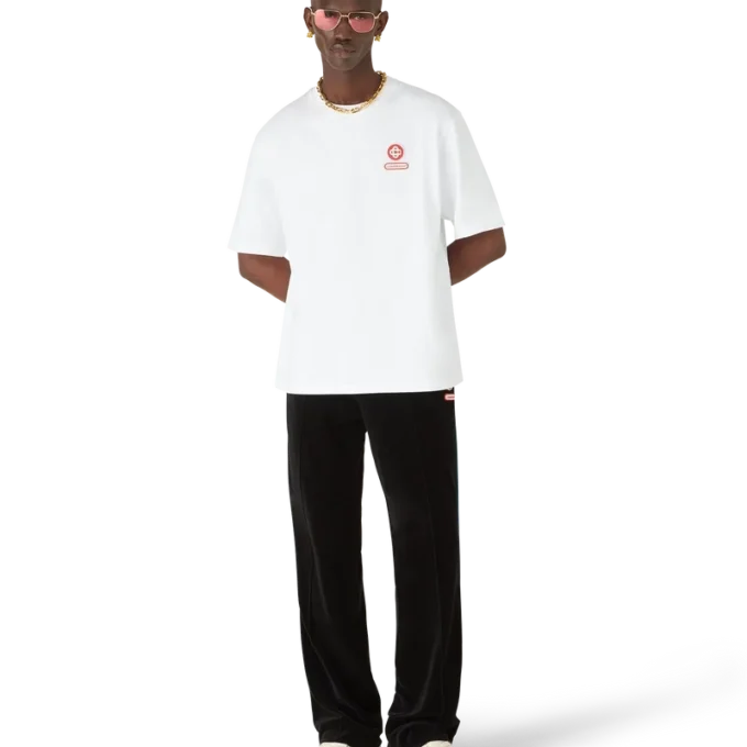 Pantaloni da tuta in velluto con bordino sfumato