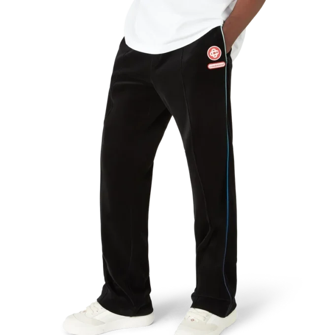 Pantaloni da tuta in velluto con bordino sfumato