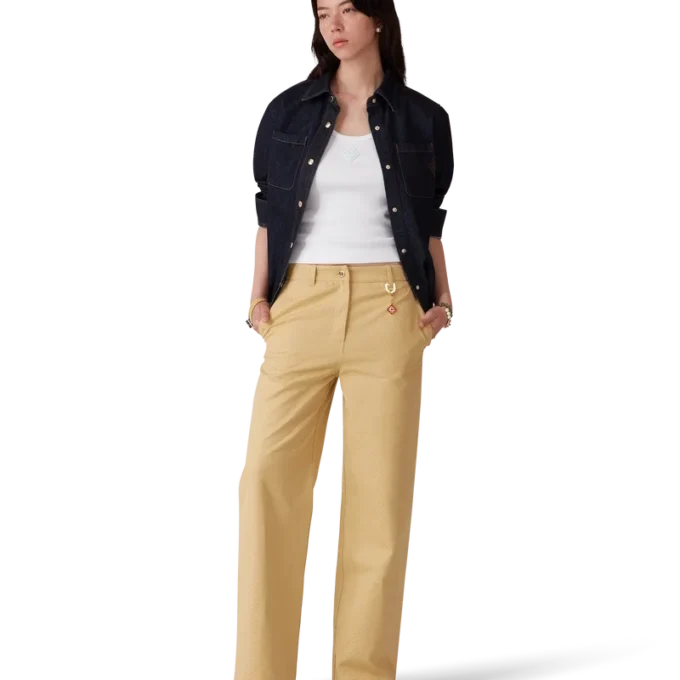 Pantaloni in cotone jacquard con monogramma