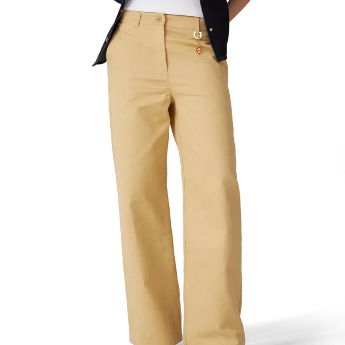 Pantaloni in cotone jacquard con monogramma