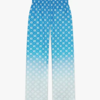 Pantaloni in seta con Diamond Monogram a rombi sfumato blu