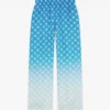 Pantaloni in seta con Diamond Monogram a rombi sfumato blu