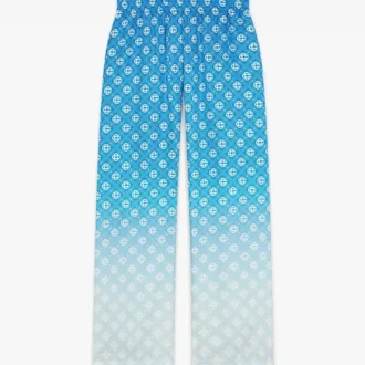 Pantaloni in seta con Diamond Monogram a rombi sfumato blu