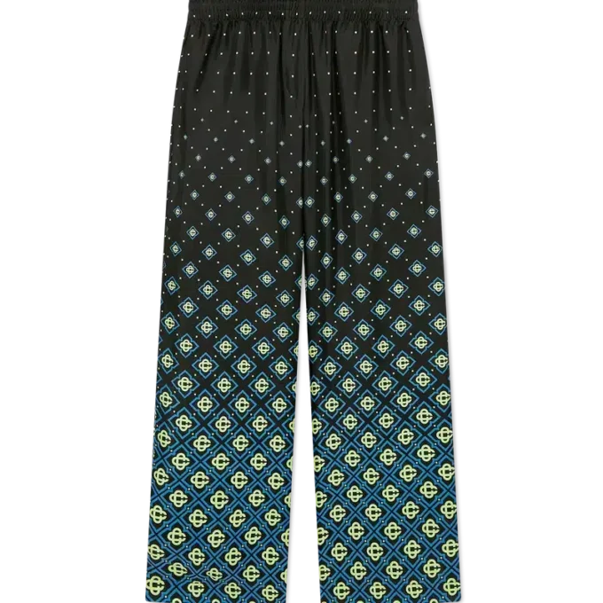 Pantaloni in seta con monogramma sfumato