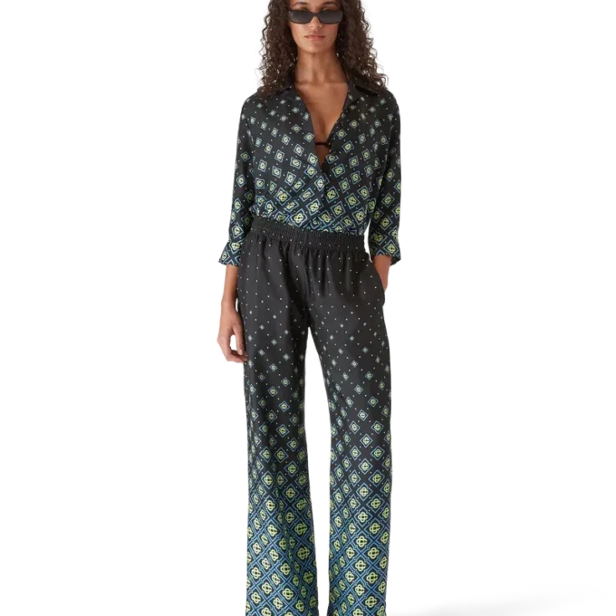 Pantaloni in seta con monogramma sfumato