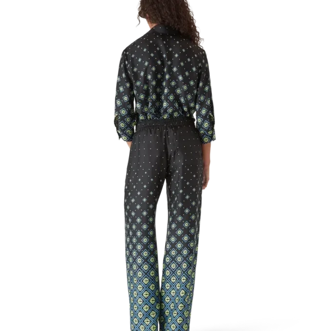 Pantaloni in seta con monogramma sfumato