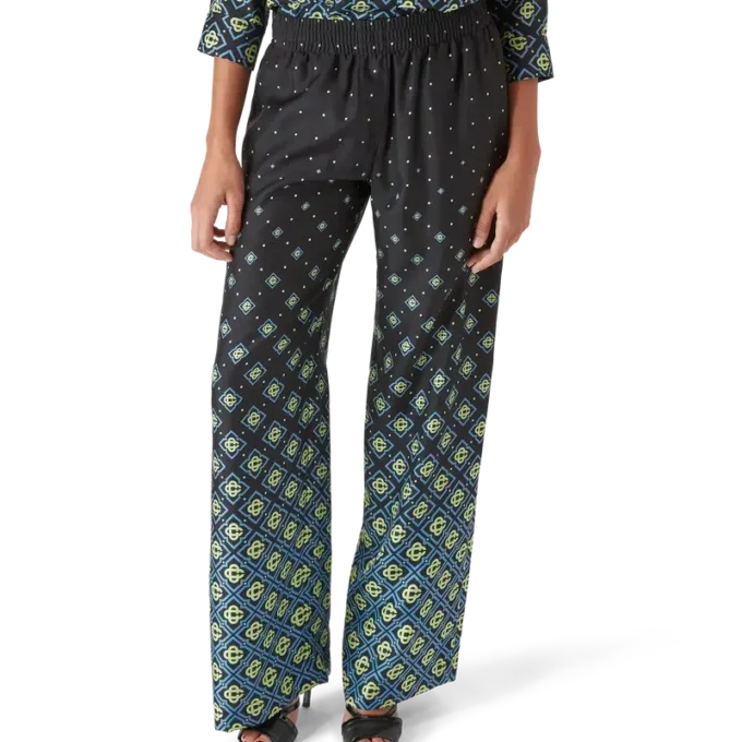 Pantaloni in seta con monogramma sfumato