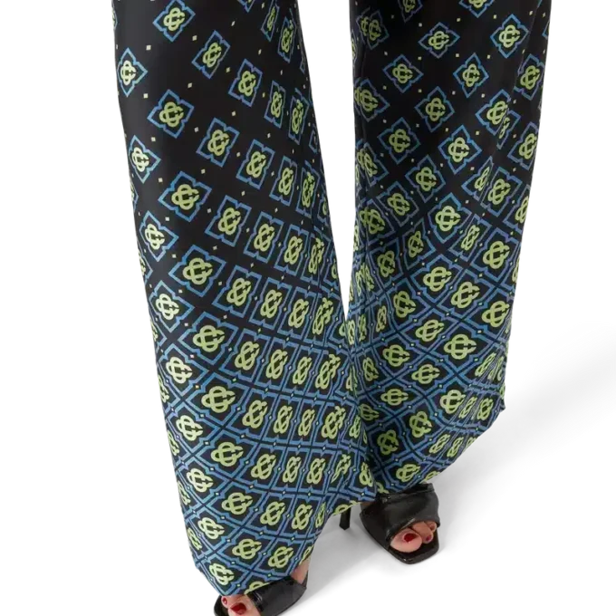 Pantaloni in seta con monogramma sfumato