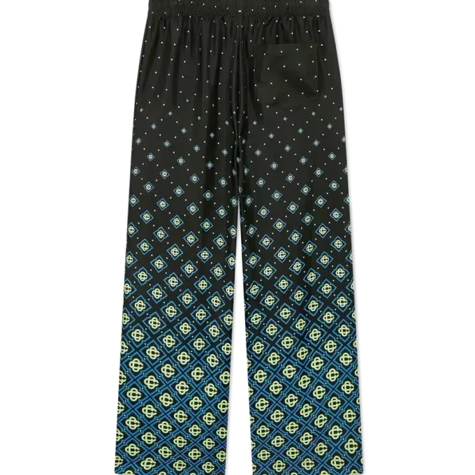 Pantaloni in seta con monogramma sfumato