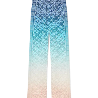 Pantaloni in seta jacquard sfumato