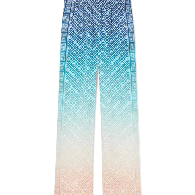 Pantaloni in seta jacquard sfumato