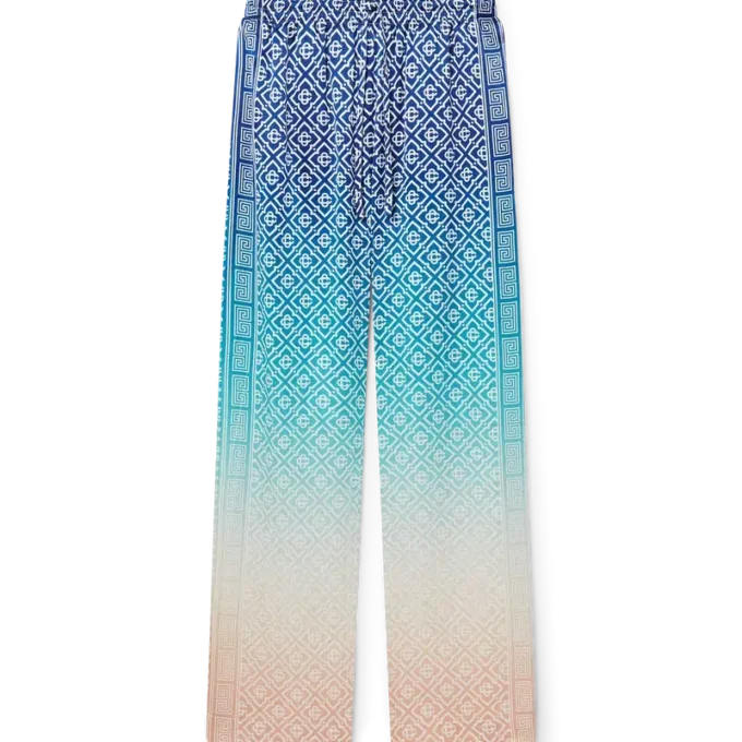 Pantaloni in seta jacquard sfumato